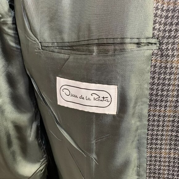 Vintage Union Made Oscar De La Renta Houndstooth Wool Blazer Sport Coat - Picture 9 of 16